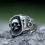 NEW Men's 316L Stainless-Steel Rings Calvarium Skull with 13 Letter Ring for Teens Punk Jewelry for Gift Free Shipping