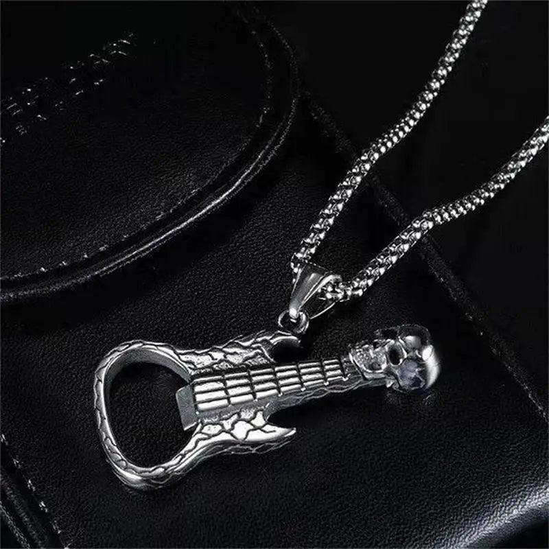 Skull Guitar Steel Pendant European American