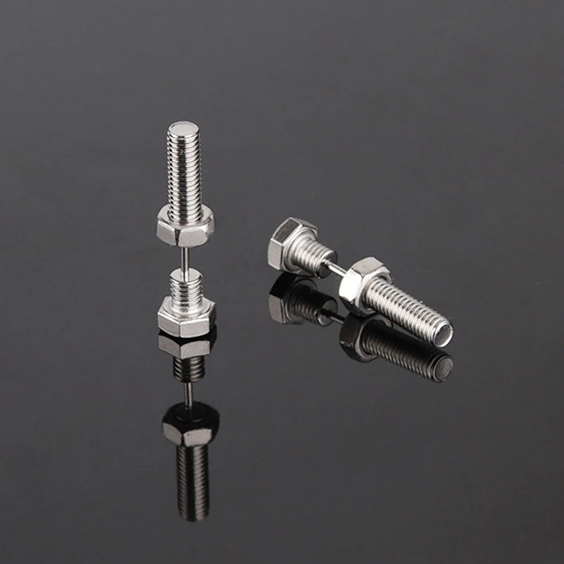 Gothic Nail Screw Piercing Stud Earrings — Stainless Steel