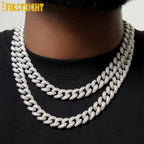 2024 New Silver Color Heavy Chunky Prong Cuban Link Chain Necklace for Men 15mm Iced Out Bling Charms Hip Hop Jewelry