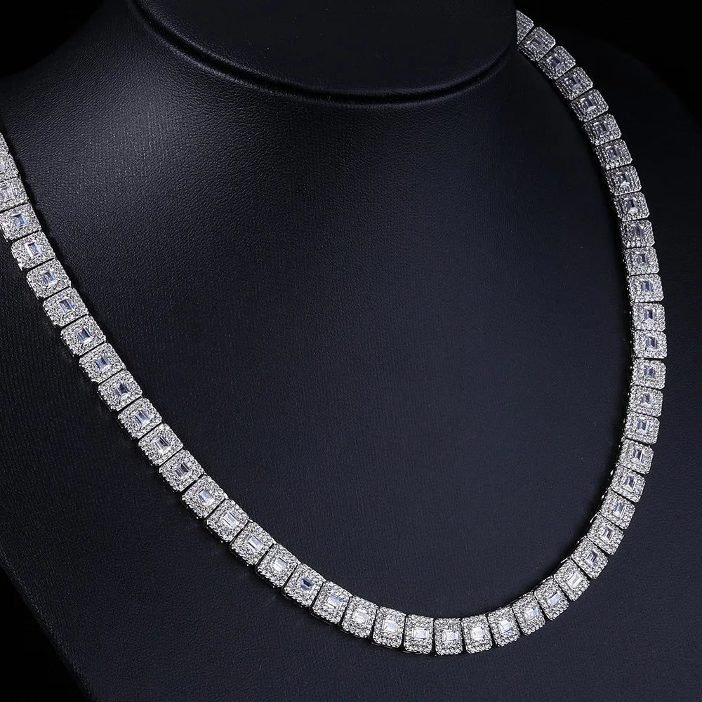 Tennis Chain Necklace Stainless Steel 7.5MM Cluster