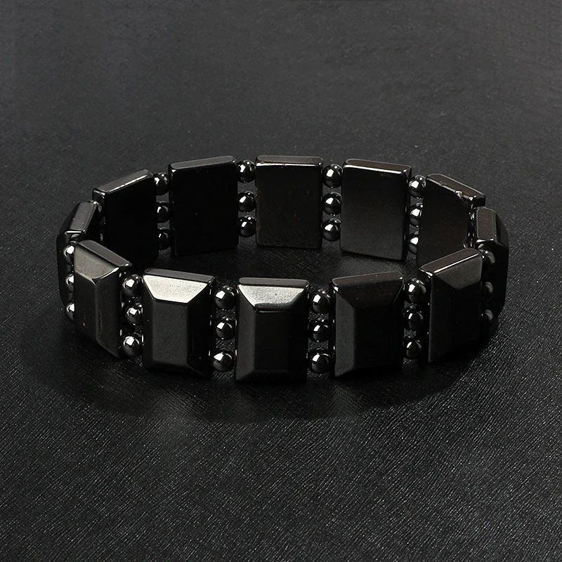 Hematite Therapy Stretch Bracelet — Mixed Metal