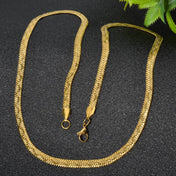 Flat Herringbone Chain Necklace — Stainless Steel