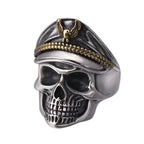 Retro Officer Skull Rings for Men Women Punk Hip Hop Rock Skeleton Trendy Ring Fashion Jewelry Gifts Adjustable