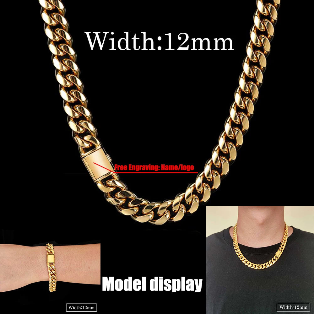 Black Cuban Chain Stainless Steel 8/10/12/14MM