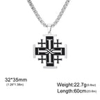 Jerusalem Crusader Cross Necklace — Five-Fold, Stainless Steel