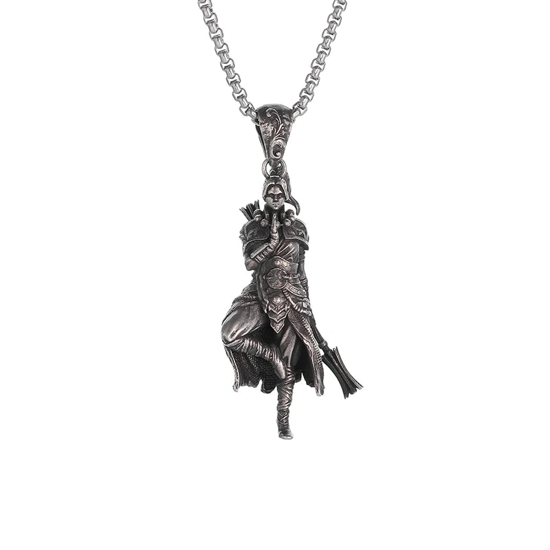 Vintage Punk Mythology Style Metal Sexy Angel Goddess Pendant Necklace for Men Women Classic Mysterious Souvenir Jewelry