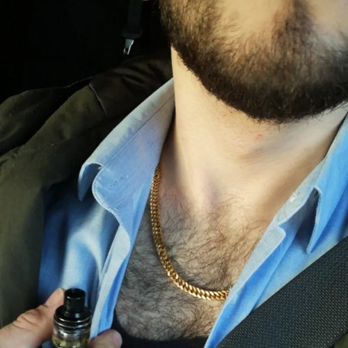 6.5MM Cuban Link Chain Necklace — Black & Gold