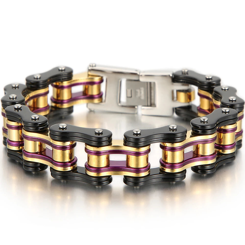 Rock And Roll Men's Bracelet Motorcycle Chain Mechanical Bracelets for Man 316L Stainless Steel Hand Jewelry