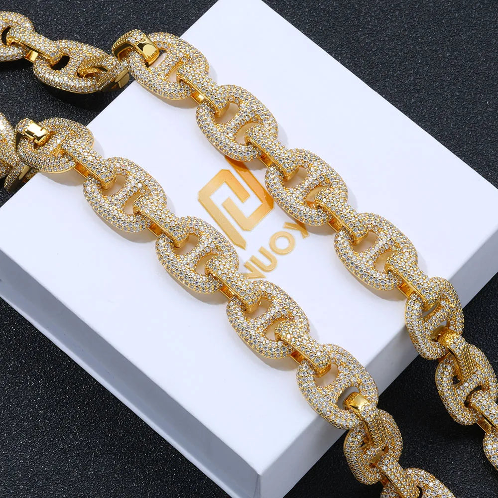 Iced Out Cuban Chain Necklace Stainless Steel 16MM