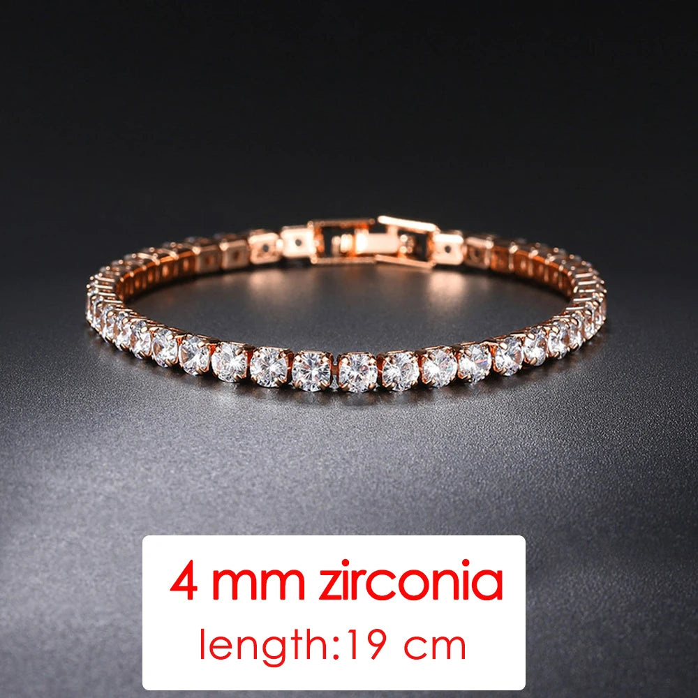 ZHOUYANG Tennis Bracelets For Women Simple Luxury Round Crystal Gold Color Bangle Chain Wedding Female Gift Wholesale Jewelry