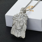 Gold Jesus Face Pendant Necklace Iced Out 18K