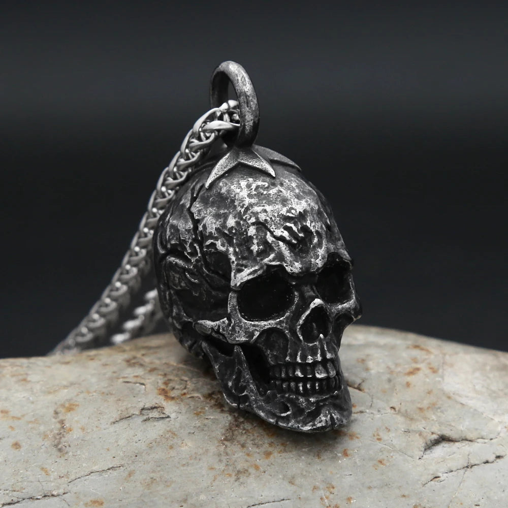 Gothic Skull Steel Pendant Vintage Dark Punk