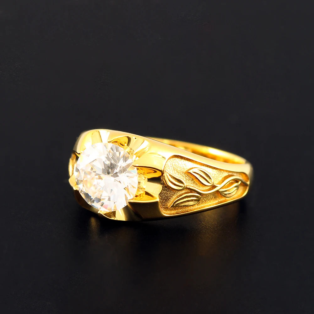 Moissanite Leaf Ring — 925 Silver