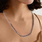 Silver-Tone 6MM Mariner Chain Necklace Bracelet Set