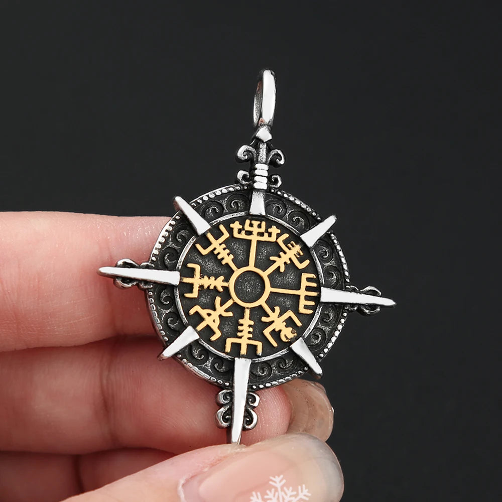 Viking Vegvisir Compass Pendant — Stainless