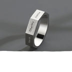 Minimalist Niche Seven Virtues Men's Ring Personalized Punk Retro Hip Hop Street Fashion Trend Party Jewelry RingAccessoriesGift