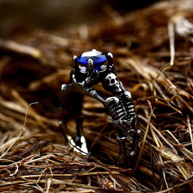 Skull Gemstone Ring — Stainless Steel