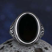 New Fashion Turkey Retro Ring Geometric Black Zircon Stone For Anniversary Party Wedding Men's Anels Totem Luxury Jewelry