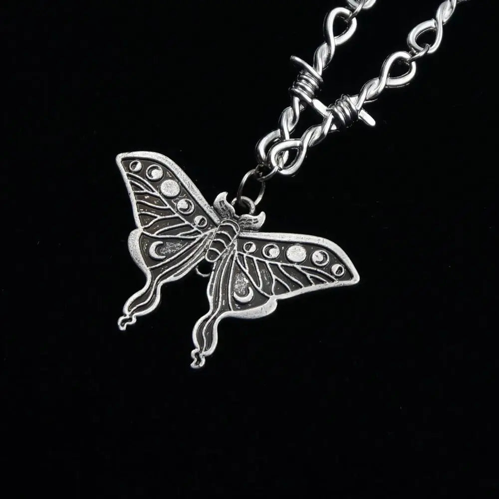 Gothic Death Moth Pendant Necklace