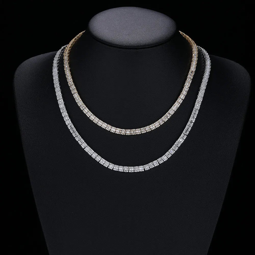 Iced Out Rock Sugar Tennis Chain Miami Cuban Link Necklace 5mm