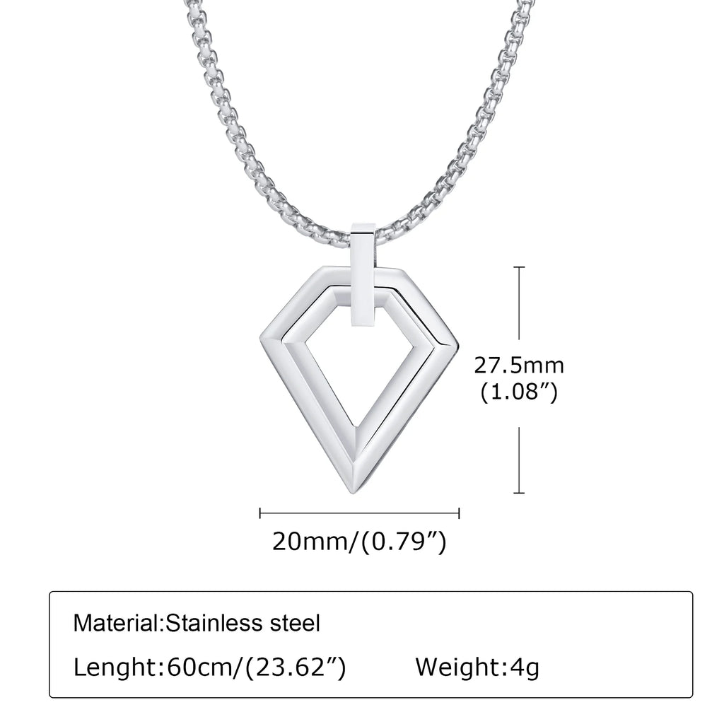 Hollow Geometric Square Pendant — Stainless