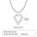 Hollow Geometric Square Pendant — Stainless