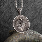 Sun Hugging Moon Round Pendant — Stainless Steel