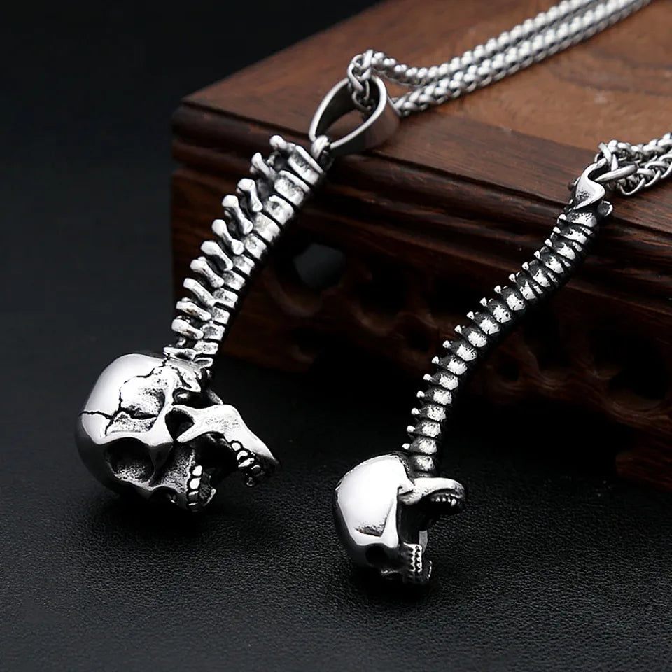 Gothic Skeleton Stainless Steel Pendant Necklace