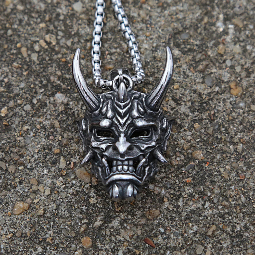 Skull Demon Steel Pendant Gothic Vintage Mask