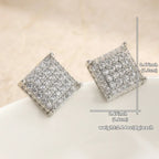 Fashion Women Men Stud Earrings Classic Square Shaped Ear Stud Piercing Sparkling Cubic Zircon Temperament Jewelry