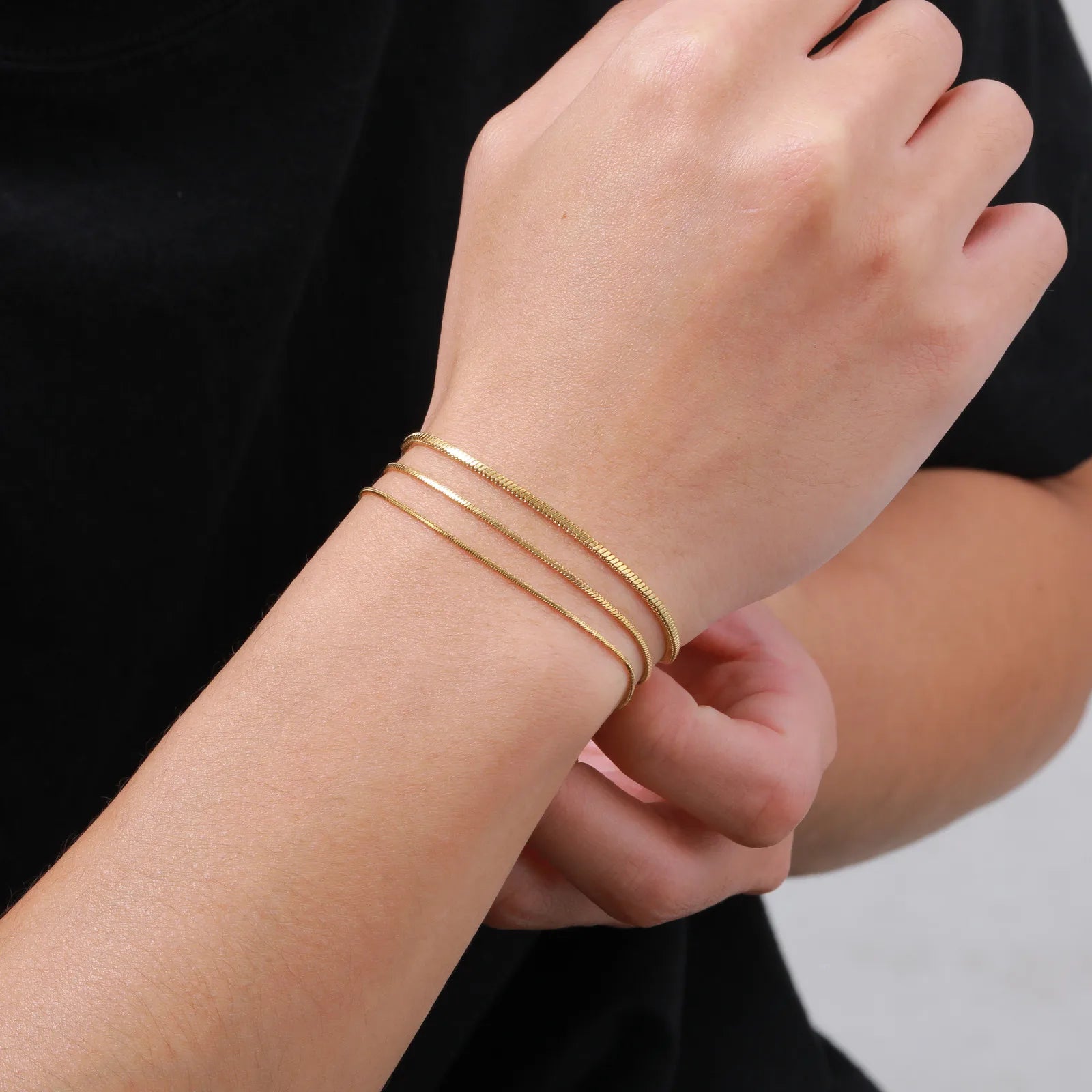 Two-Tone Snake Chain Bracelet — Stainless Steel
