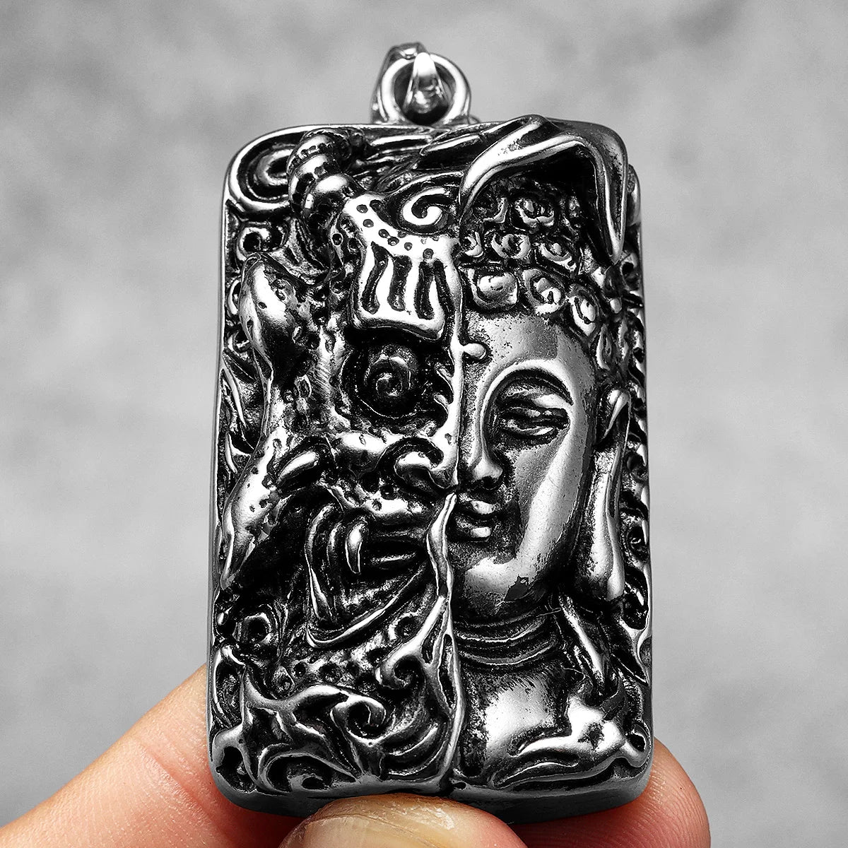 Buddha Pendant Necklace Stainless Steel Vintage