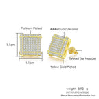 Iced Out Round Square Stud Earrings — Gold