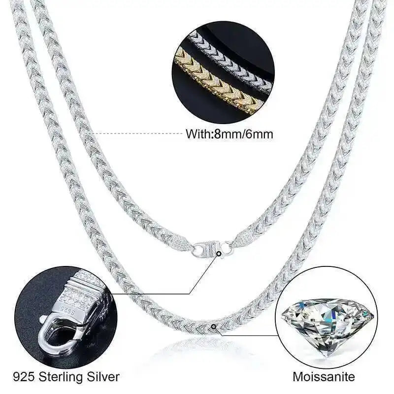 Iced Out Franco Link Chain Necklace 8mm — Two-Tone