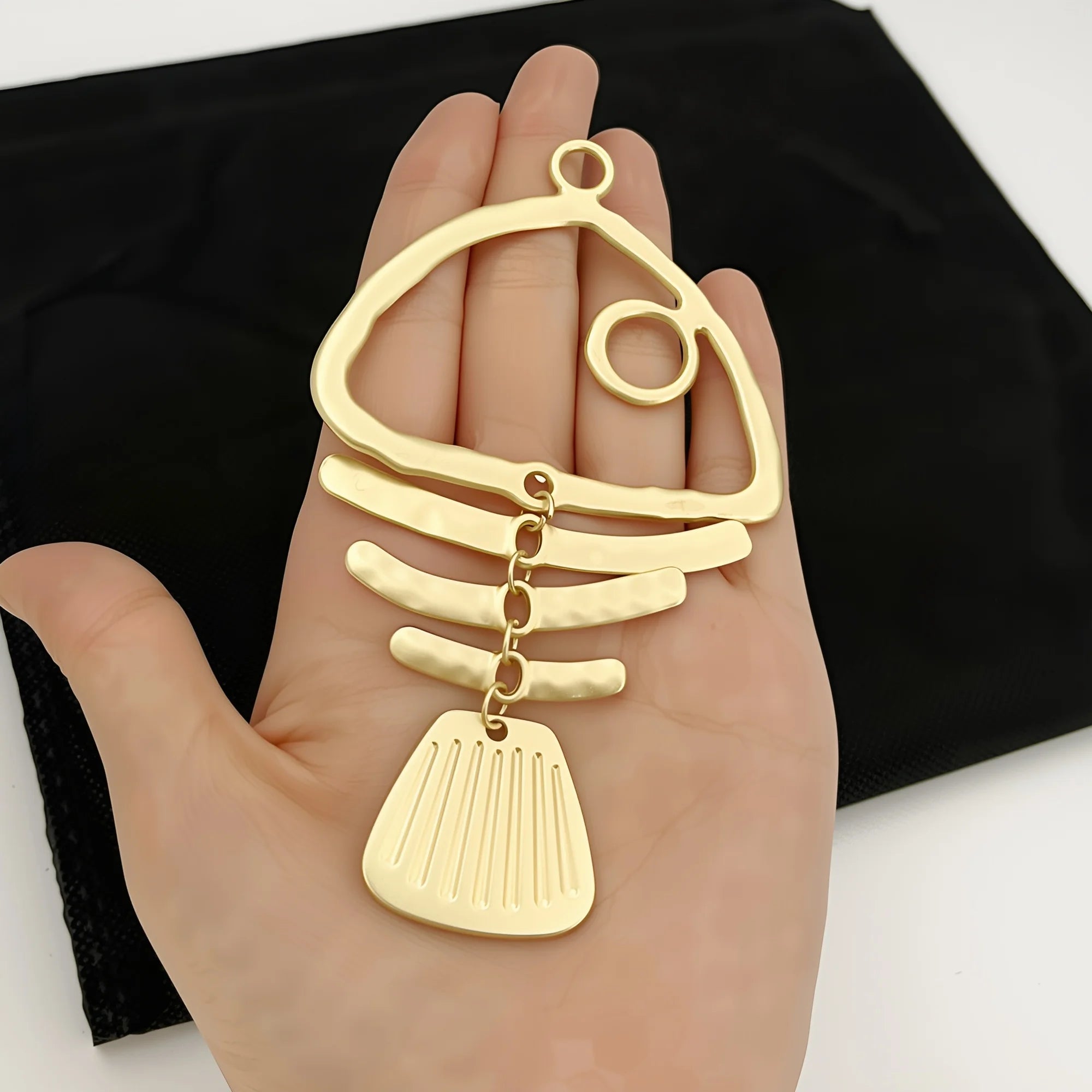 1Piece Matt Golden and Silvery Large Fish Bone Skeleton Charms Pendants for DIY Necklace Jewellery Making Findings