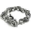 Massive Chinese Dragon Head Cuff Men's Bracelets Vintage Stainless Steel Loong Body Chain Bracelet for Man Gothic
