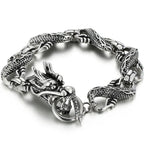 Massive Chinese Dragon Head Cuff Men's Bracelets Vintage Stainless Steel Loong Body Chain Bracelet for Man Gothic