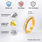 Iced Out Zircon Spinner Ring — Stainless Steel