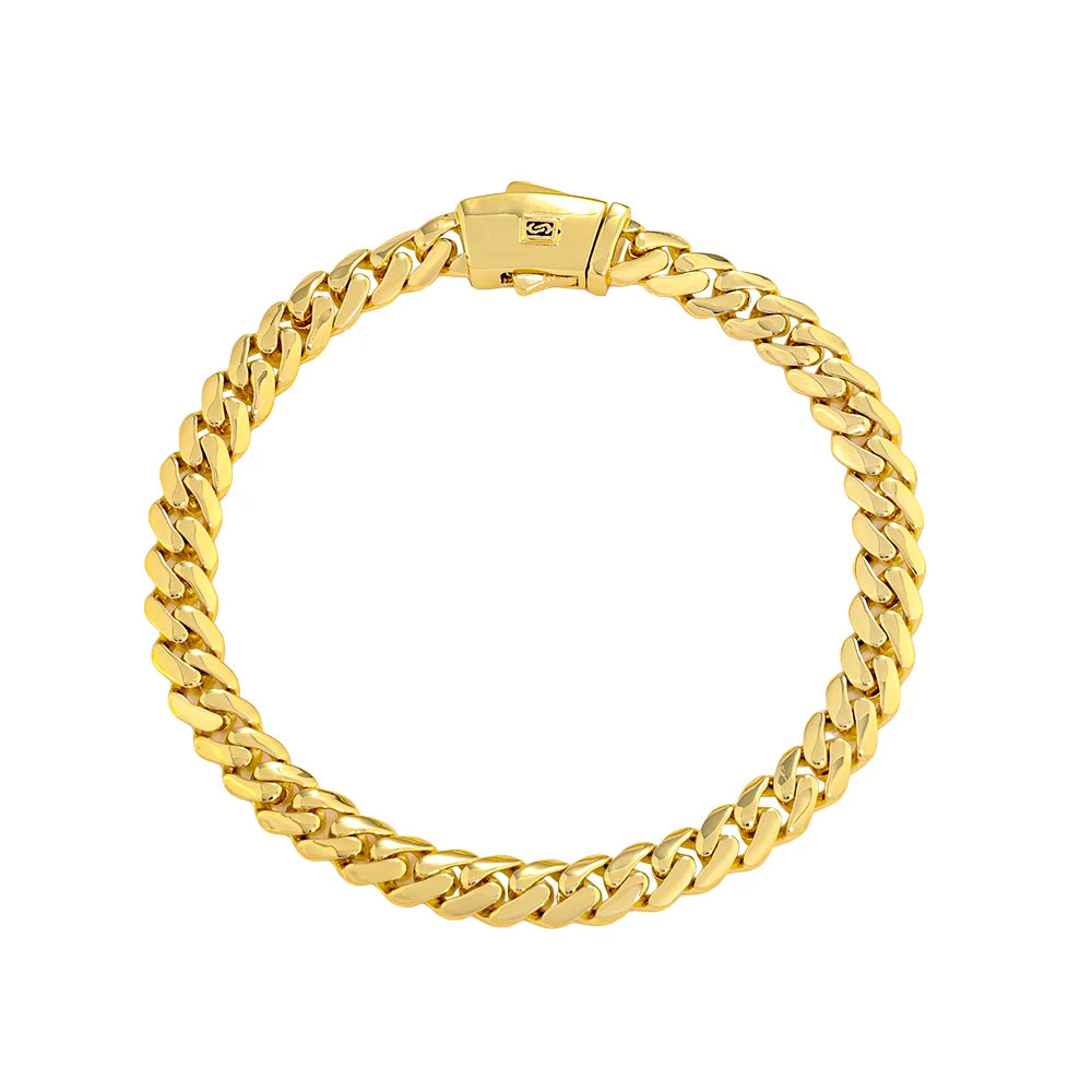 Rose Gold Cuban Chain Necklace Smooth 6/8MM