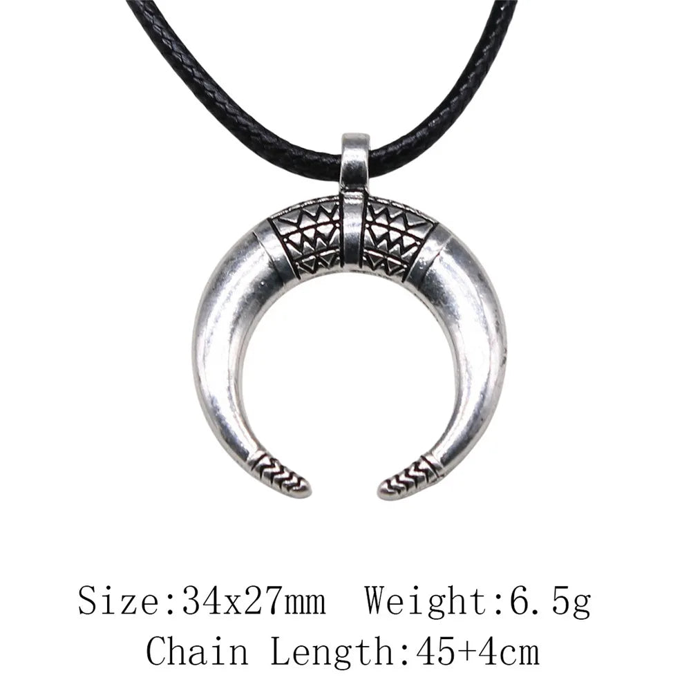 Witch Horn Crescent Moon Pendant — Stainless Steel