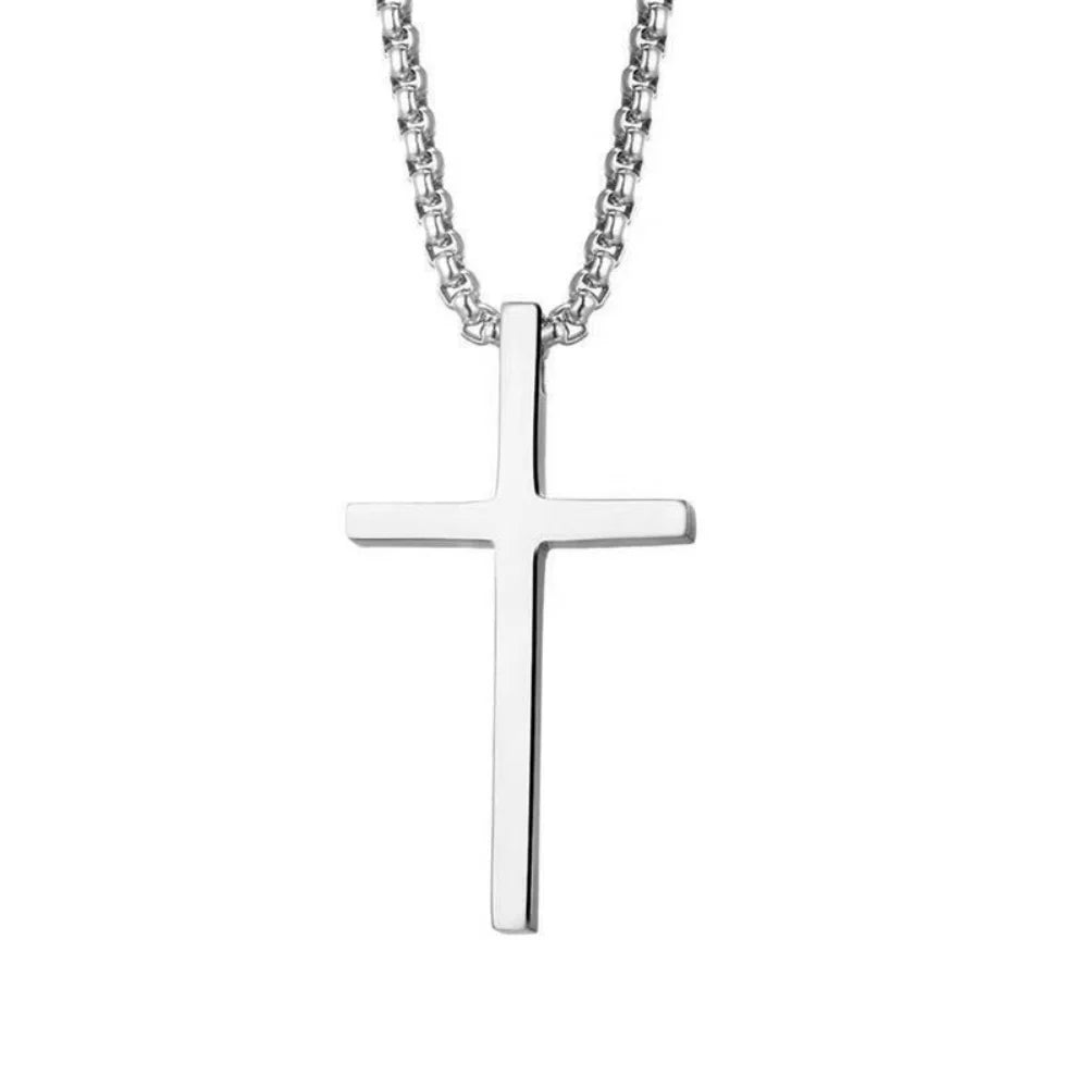 2026 Hip Hop Trend Cross Pendant Necklace for Men Punk Silver Color Titanium Steel Chain Versatile Street Jewelry Accessories