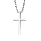 2026 Hip Hop Trend Cross Pendant Necklace for Men Punk Silver Color Titanium Steel Chain Versatile Street Jewelry Accessories
