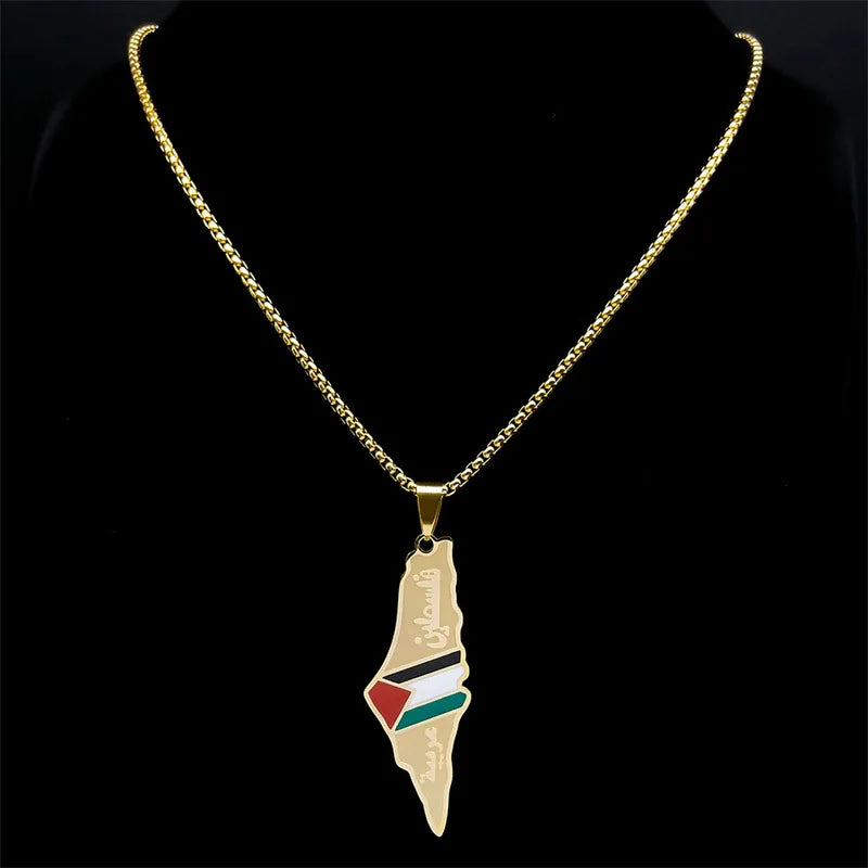 Palestine Flag Steel Pendant Necklace Chain