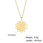 Flower of Life Sacred Geometry Necklace Stainless Steel Mandala Neck Chain Women Men Vintage Universal Spiritual Jewelry