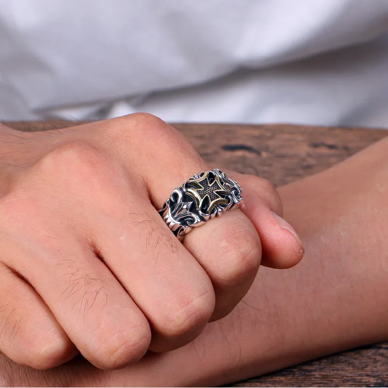 Vintage Cross Men's Ring Men's Open Live Personality Fashion Trend Adjustable Jewelry
