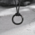 Vicking Round Mobius Necklace for Men,Stainless Steel Pendant with Black Wax Rope,Classic Jewelry Gift to Husband