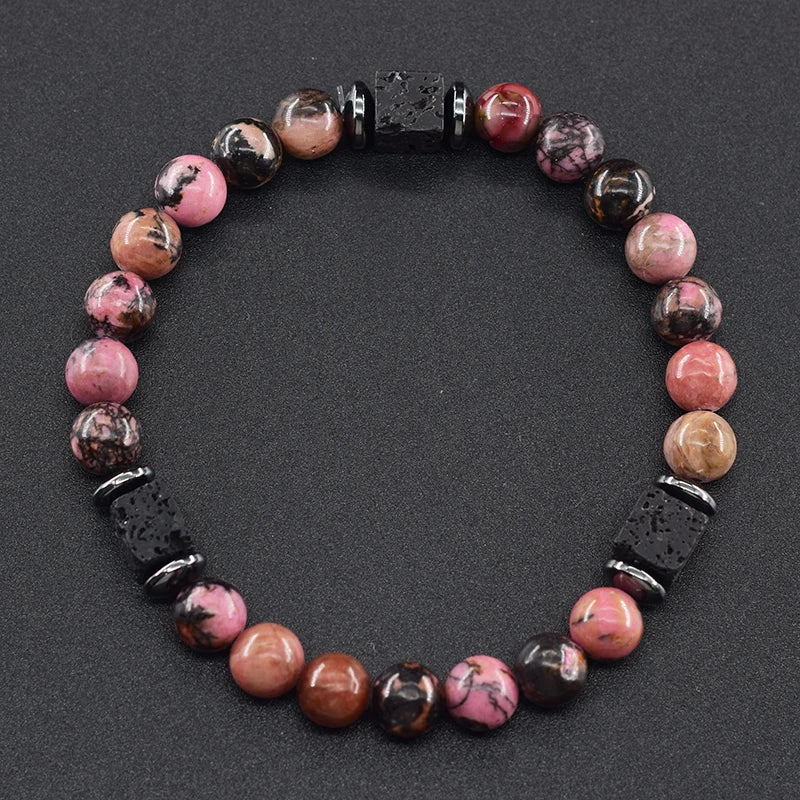 Retro Black Block Volcanic Bracelets Men Women Frosted Onyx Lava Beads Jewelry Yoga Meditation Birthday Gift Wholesales