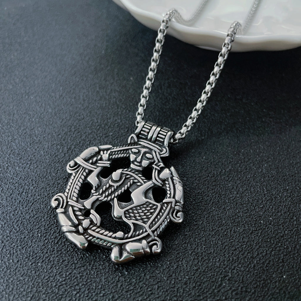 Norse Celtic Knot Beast Pendant Necklace — Stainless Steel