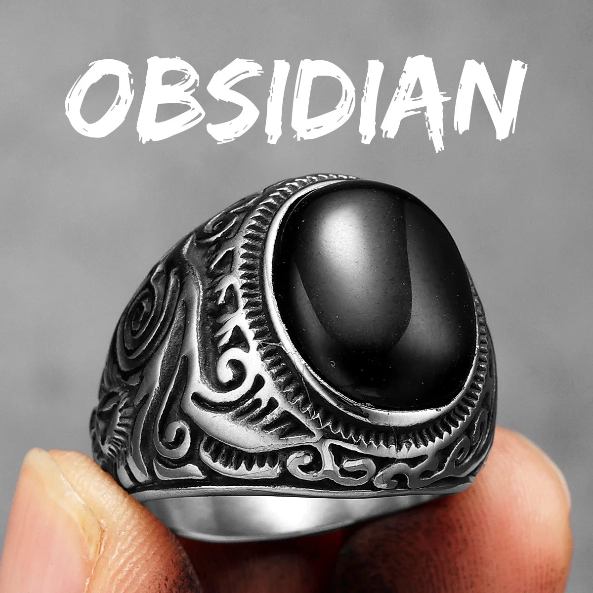 Black Turquoise Ring — Stainless Steel